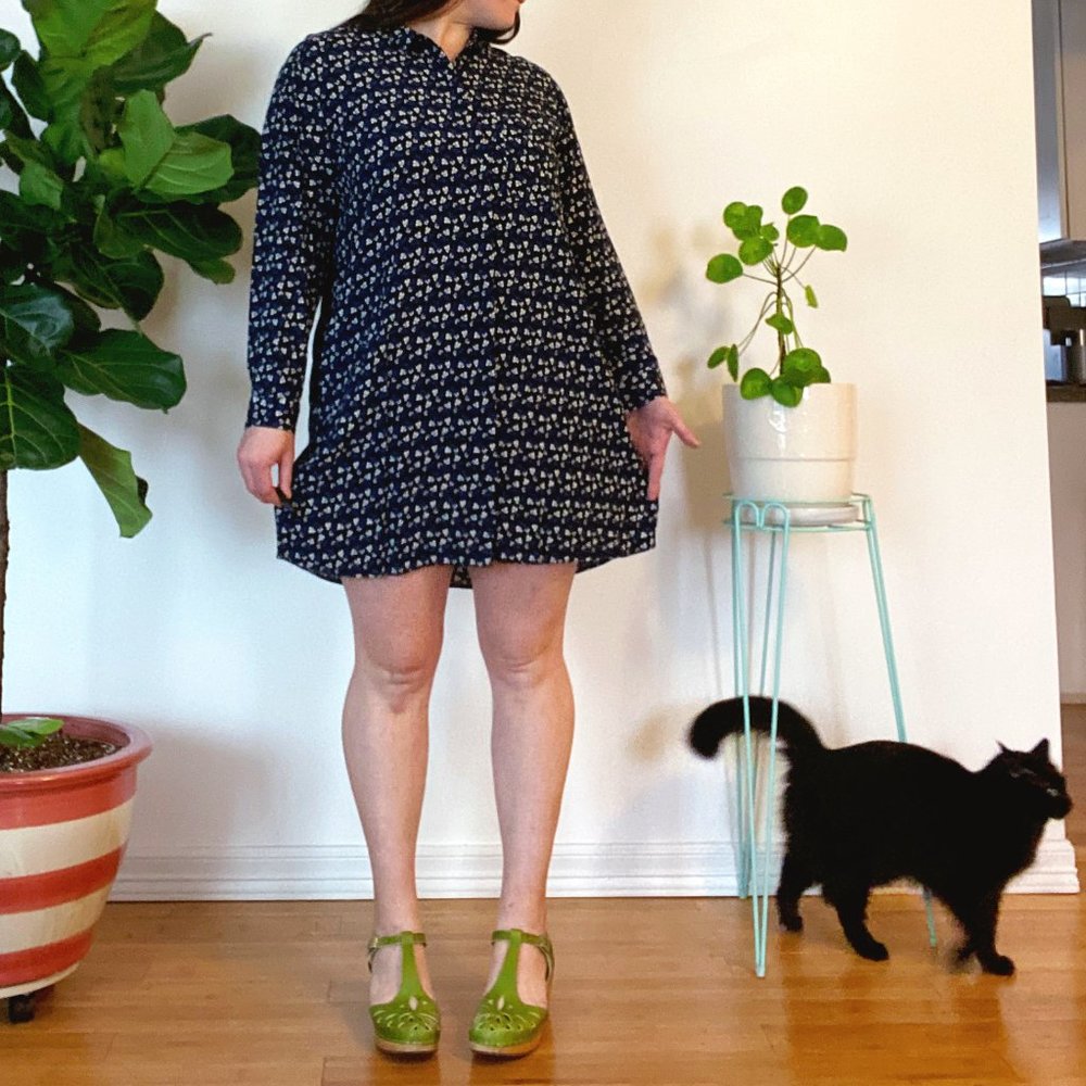 GAP Black & Blue Floral Shirtdress size XXL